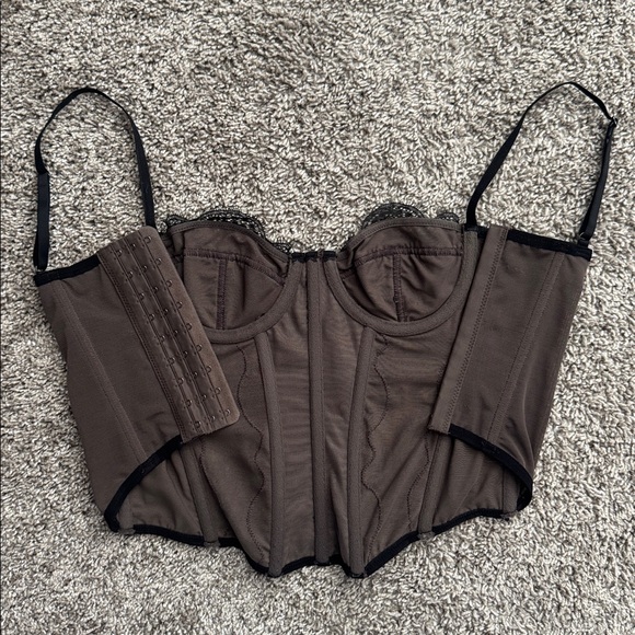 UO Out from Under Modern Love Corset black grey lace with boning - Picture 12 of 14